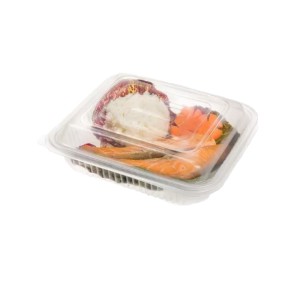 PLASTIC BANDEJA 500cc TAPA BISAGRA FOOD x 10u (320)
